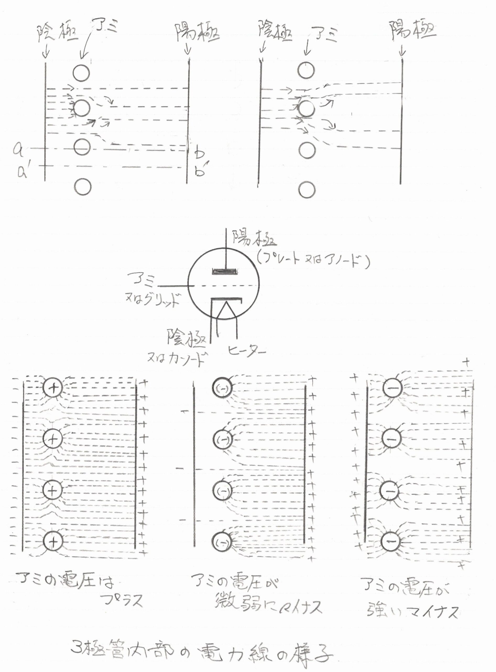 三極真空管の中の振る舞い